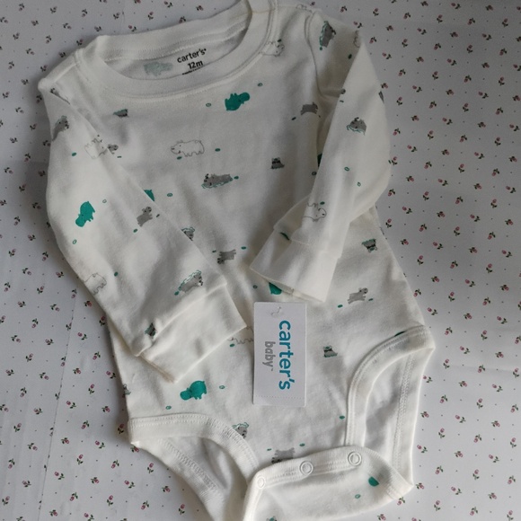 CARTER's: Infant / Baby Boy's 3-Piece Hippo Vest Set - 12m - Picture 4 of 6